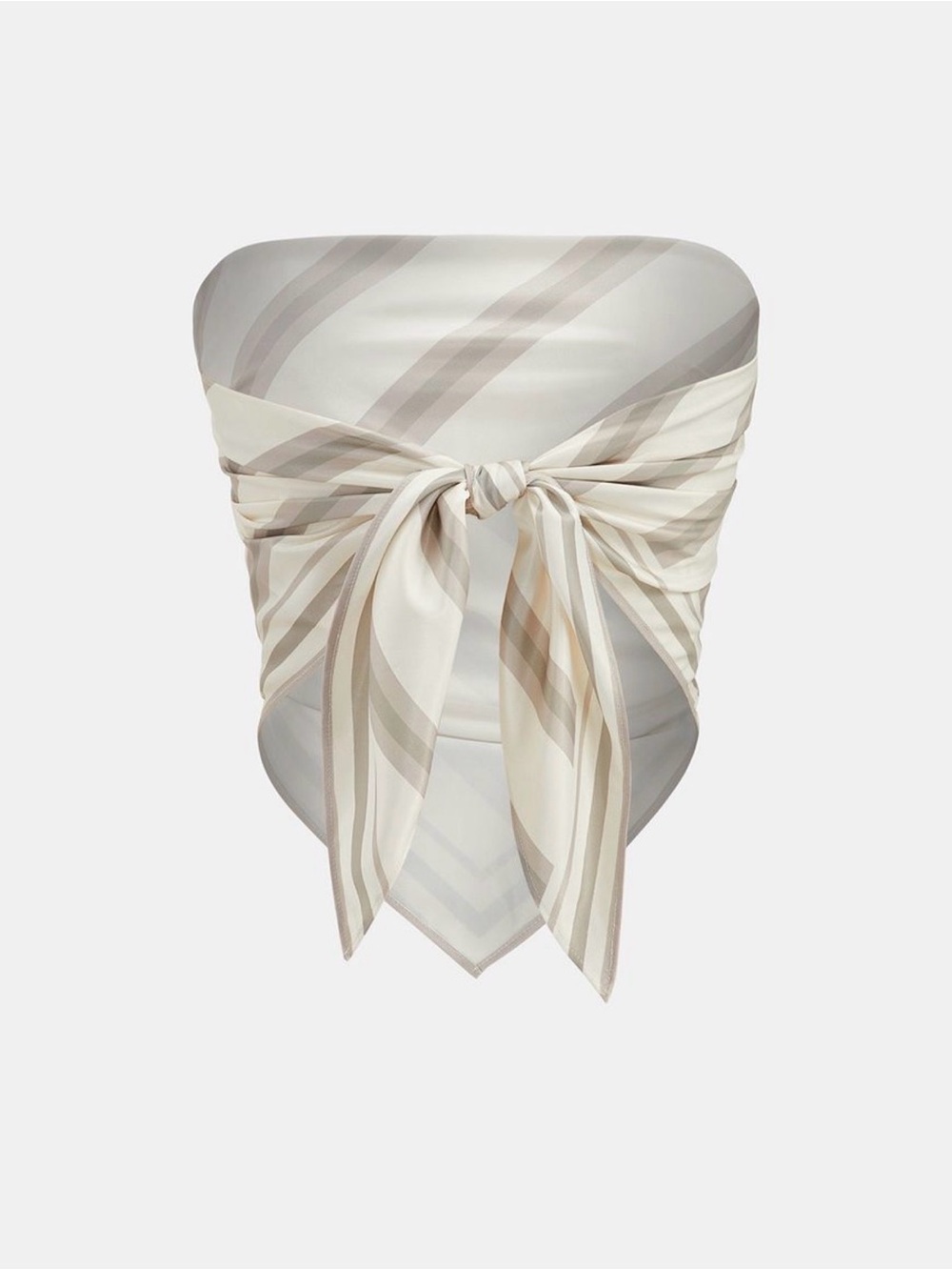 Strapless Wide-Leg Stripe 2 Piece Set in Neutral Cream Taupe - Picture 7 of 11